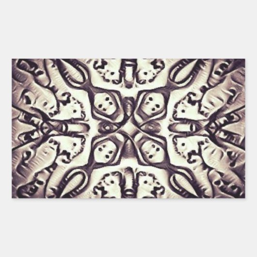 トリップ(幻覚体験)のようなスカルシール 長方形シール (正面)