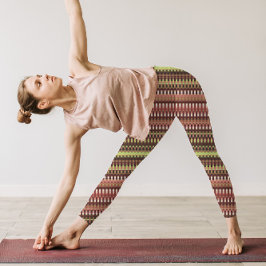 トリップ（幻覚体験）のようなストライプサイケデリック自然色カッコいい レギンス