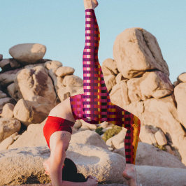 トリップ（幻覚体験）のようなストライプ紫とピンクカッコいいのサイケデリック レギンス