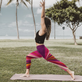 トリップ（幻覚体験）のようなストライプ紫とピンクカッコいいのサイケデリック レギンス