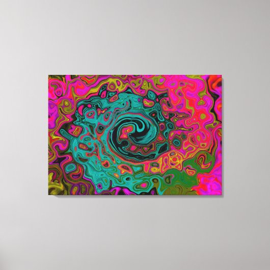 トリップ（幻覚体験）のようなターコイズ抽象芸術レトロ液スワール キャンバスプリント (正面)