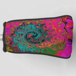 トリップ（幻覚体験）のようなターコイズ抽象芸術レトロ液スワール ゴルフヘッドカバー