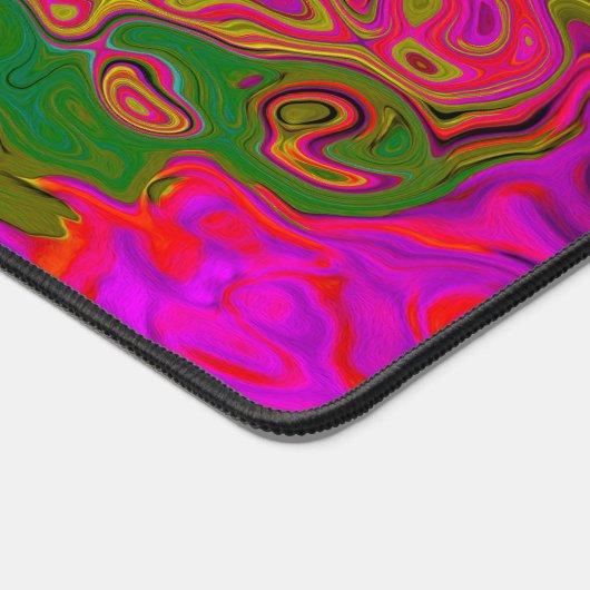 トリップ(幻覚体験)のようなターコイズ抽象芸術レトロ液スワール デスクマット (コーナー)