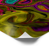 トリップ（幻覚体験）のようなターコイズ抽象芸術レトロ液スワール ポスター (コーナー)