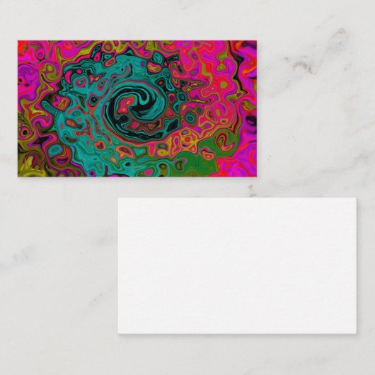 トリップ(幻覚体験)のようなターコイズ抽象芸術レトロ液スワール 名刺 (正面/裏面)