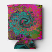 トリップ（幻覚体験）のようなターコイズ抽象芸術レトロ液スワール 缶クーラー (裏面)