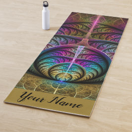 トリップ（幻覚体験）のようなパターン（の模様が）あるカラフル抽象芸術フラクタル名 ヨガマット