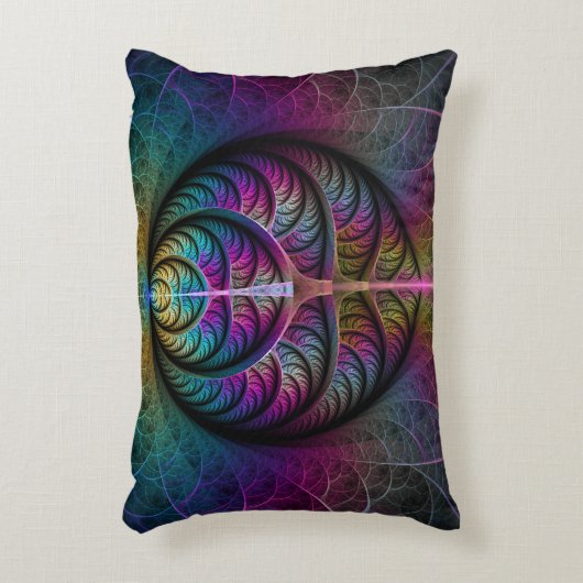 トリップ(幻覚体験)のようなパターン(の模様が)あるカラフル抽象芸術 アクセントクッション (正面(垂直))