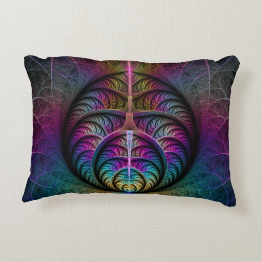 トリップ(幻覚体験)のようなパターン(の模様が)あるカラフル抽象芸術 アクセントクッション (裏面)