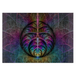 トリップ（幻覚体験）のようなパターン（の模様が）あるカラフル抽象芸術 カッティングボード