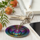 トリップ（幻覚体験）のようなパターン（の模様が）あるカラフル抽象芸術 キーホルダー (側面)