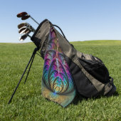 トリップ（幻覚体験）のようなパターン（の模様が）あるカラフル抽象芸術 ゴルフタオル (グリーン)