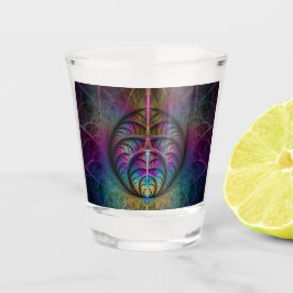 トリップ（幻覚体験）のようなパターン（の模様が）あるカラフル抽象芸術 ショットグラス