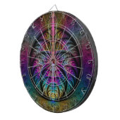 トリップ（幻覚体験）のようなパターン（の模様が）あるカラフル抽象芸術 ダーツボード (正面右)