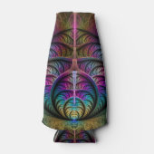 トリップ（幻覚体験）のようなパターン（の模様が）あるカラフル抽象芸術 ボトルクーラー (正面)