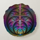 トリップ(幻覚体験)のようなパターン(の模様が)あるカラフル抽象芸術 ラウンドクッション (裏面)