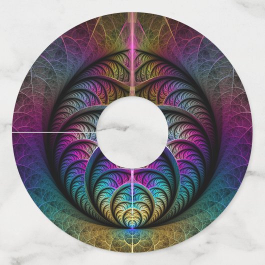 トリップ(幻覚体験)のようなパターン(の模様が)あるカラフル抽象芸術 ワイングラスタグ (裏面)