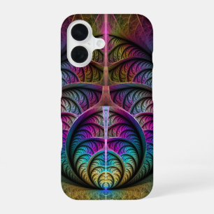 トリップ(幻覚体験)のようなパターン(の模様が)あるカラフル抽象芸術 iPhone 16ケース