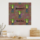 トリップ（幻覚体験）のようなヒッピーサイケデリックカエルレトロカスタム ポスター (キッチン)