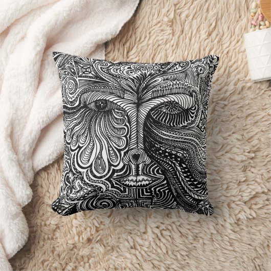 トリップ（幻覚体験）のようなポートレート装飾用クッション クッション (ブランケット)