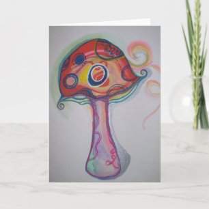 トリップ（幻覚体験）のようなマッシュルームカード – Hippie 空白の Notecard カード