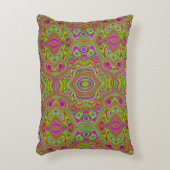 トリップ(幻覚体験)のようなレトロチャートレーズマゼンダ抽象芸術パターン アクセントクッション (正面(垂直))