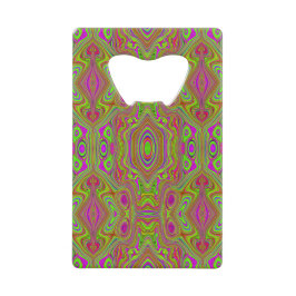 トリップ(幻覚体験)のようなレトロチャートレーズマゼンダ抽象芸術パターン クレジットカード栓抜き