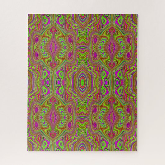 トリップ（幻覚体験）のようなレトロチャートレーズマゼンダ抽象芸術パターン ジグソーパズル (縦)