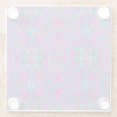 トリップ(幻覚体験)のようなレトロマゼンタ、青、緑の抽象芸術 ガラスコースター (裏面)