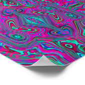 トリップ（幻覚体験）のようなレトロマゼンタ、青、緑の抽象芸術 ポスター (角)
