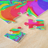 トリップ(幻覚体験)のようなレトロ鮮やかネオンレインボーフラクタルアート ジグソーパズル (側面)