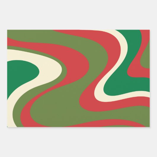 トリップ（幻覚体験）のようなレトロ60s 70s旋回抽象芸術クリスマス ラッピングペーパーシート (正面3)