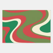 トリップ（幻覚体験）のようなレトロ60s 70s旋回抽象芸術クリスマス ラッピングペーパーシート (正面2)