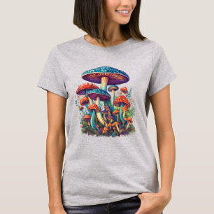 「トリップ(幻覚体験)のような糸:きのこサイケデリックのティー」 Tシャツ