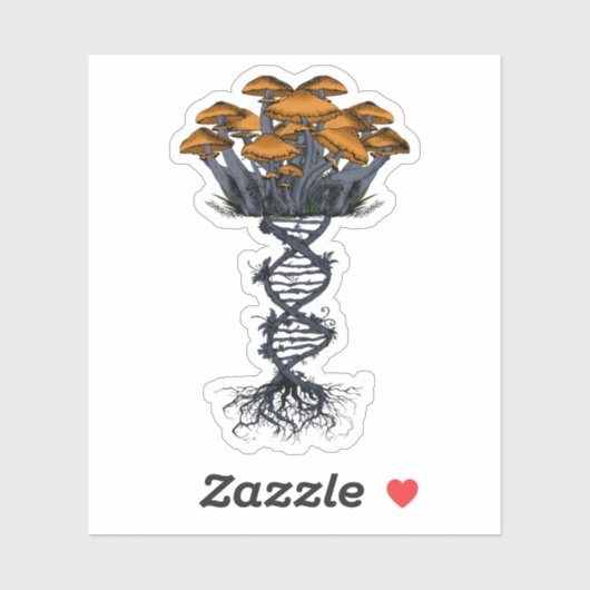 トリップ(幻覚体験)のような自然サイケデリックきのこ根DNAアート シール (シート)