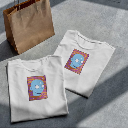 トリップ（幻覚体験）のような顔レトロの背景 Tシャツ