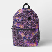 トリップ（幻覚体験）のようなGroovy Boho宝石トカラフルーンフラクタルアート プリントバックパック (正面)
