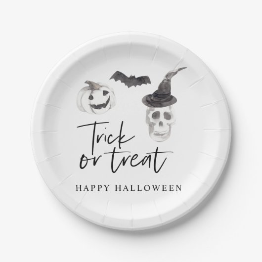 トリッ不気味クまたは治療 |ハローウィンパーティ ペーパープレート (正面)