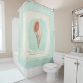 トリツトランペットシェルビーチバスルームパーソナライズされた シャワーカーテン (インサイチュ)