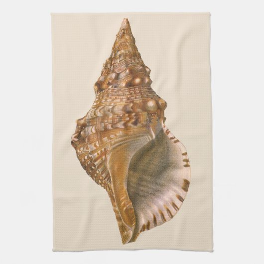 トリトンの海殻、ビンテージ海洋動物 キッチンタオル (縦)
