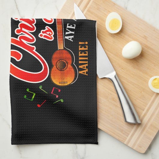 トリニのクリスマスは最高の黒色である キッチンタオル (四つ折り)