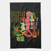 トリニのクリスマスは最高の黒色である キッチンタオル (縦)