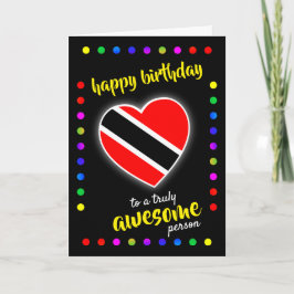 トリニダードの旗 ハート 誕生日カード サンキューカード