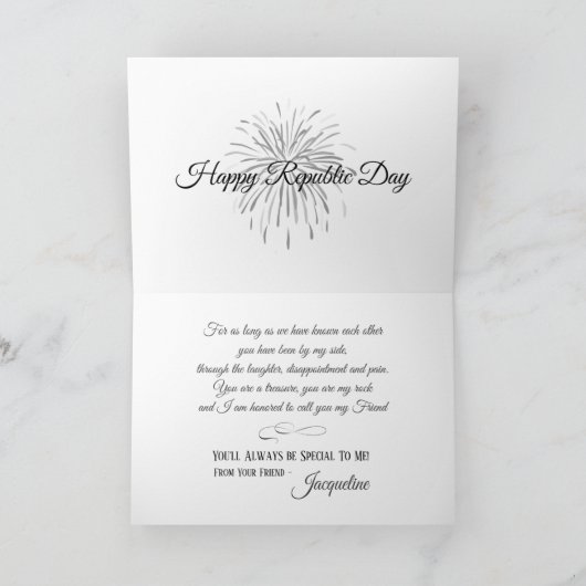 トリニダードトバゴの友達へ、編集可能な共和国記念日おめでとう カード (内部)