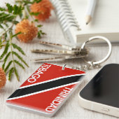 トリニダードトバゴの国旗の文字の名前 キーホルダー (正面右)