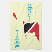 トリニダードトバゴの旗の地図 キッチンタオル (縦)