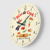 トリニダードトバゴは調理師の食糧に接吻します ラージ壁時計 (傾斜)