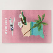 トリニダード図解入りの、写真付きの地図の旅行ポスター。 ジグソーパズル (横)