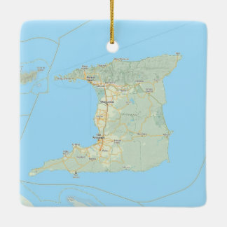 トリニダード地図クリスマス セラミックオーナメント