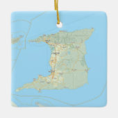 トリニダード地図クリスマス セラミックオーナメント (正面)